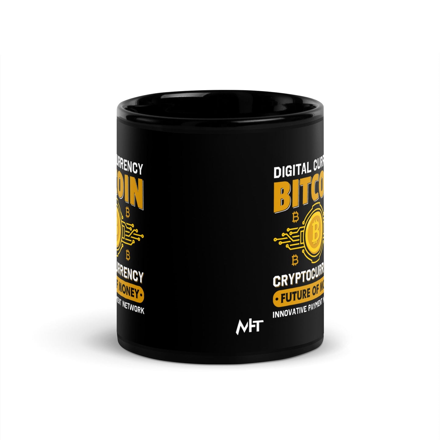Bitcoin: Future of Money - Black Glossy Mug by DarkByteGear
