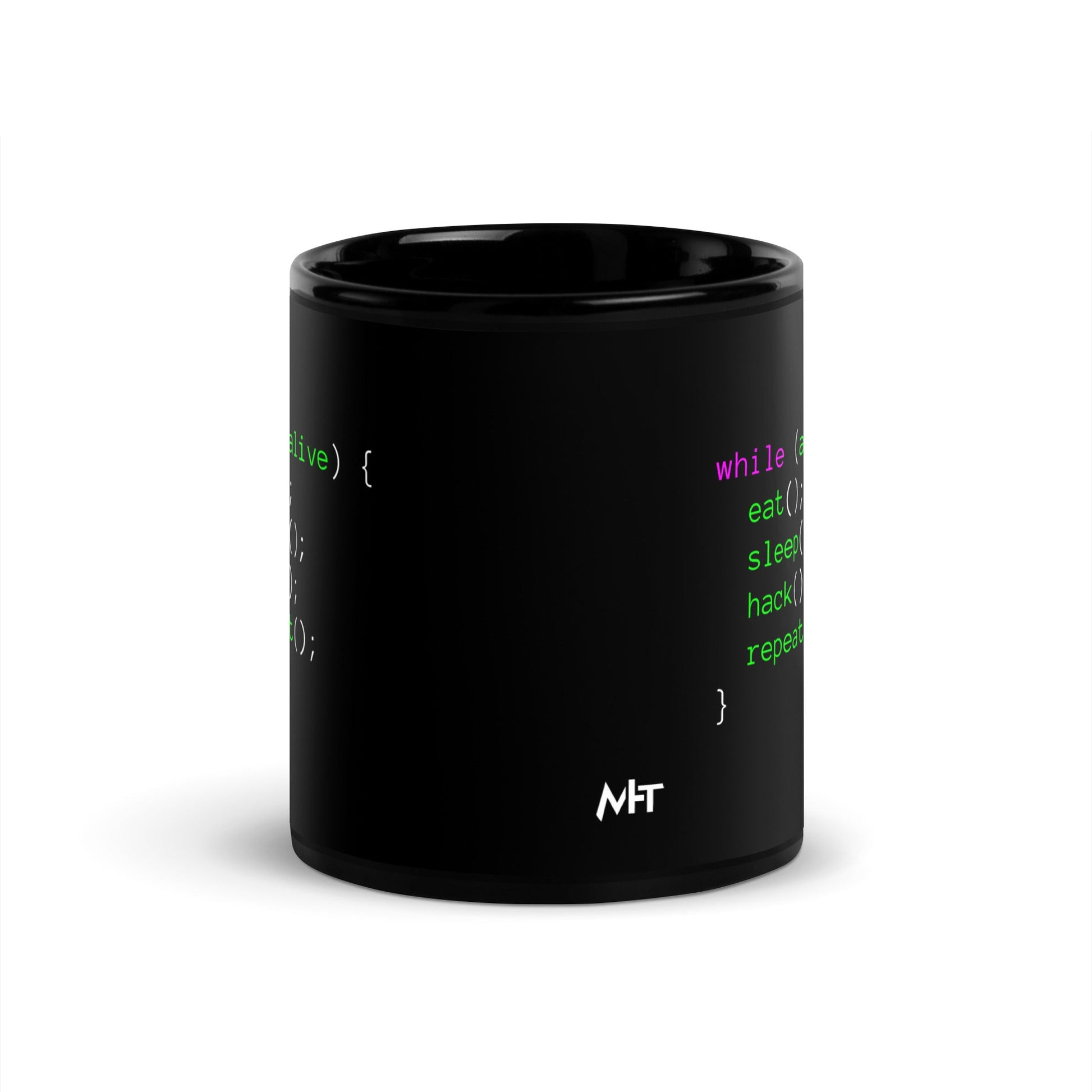 Eat sleep hack repeat - Black Glossy Mug by DarkByteGear