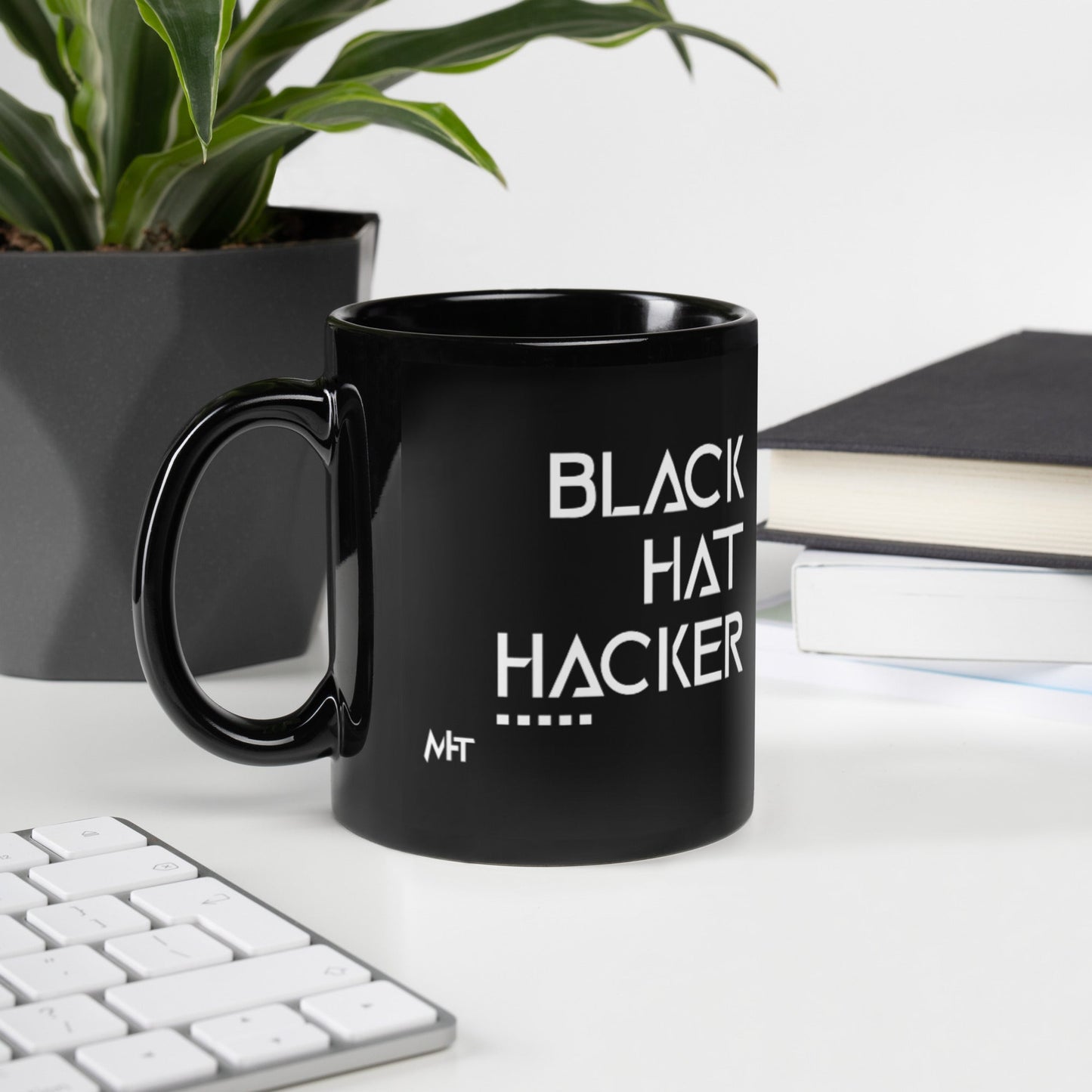 Black Hat Hacker v1 - Black Glossy Mug by DarkByteGear