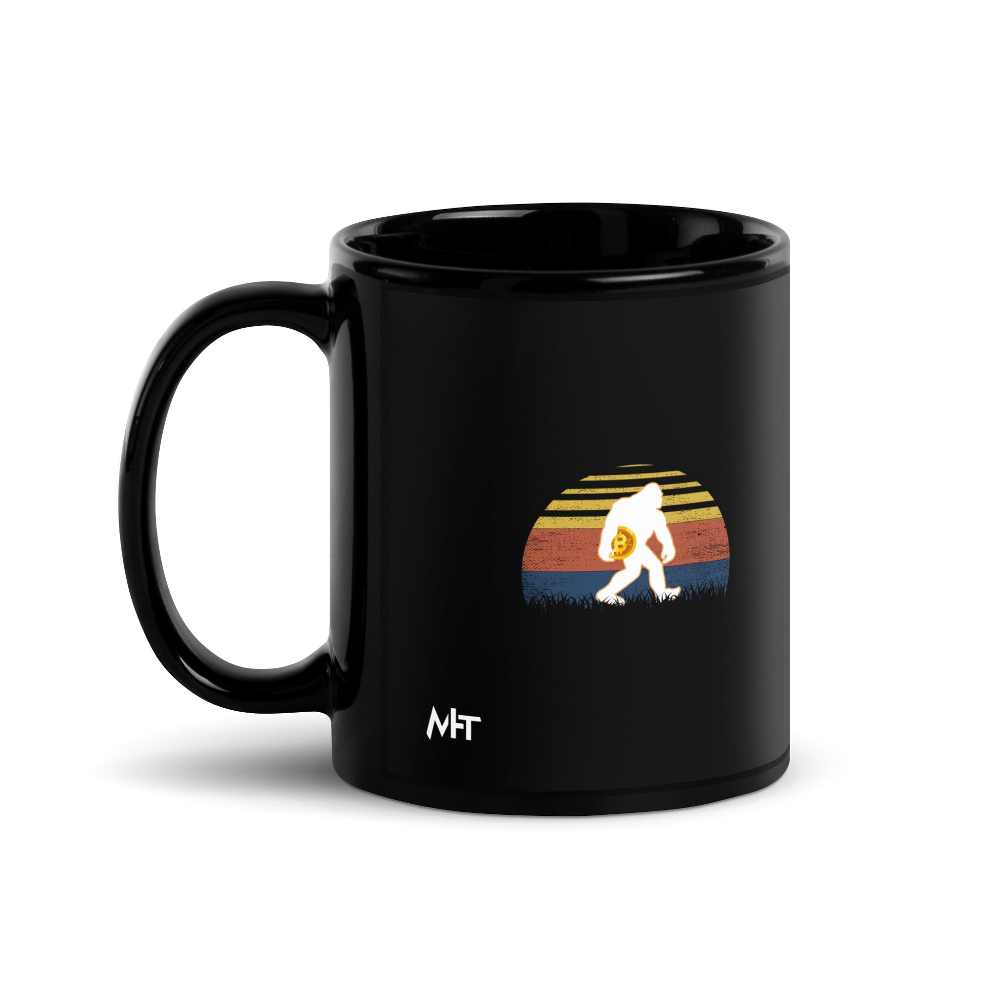 Retro Bitcoin - Black Glossy Mug by DarkByteGear