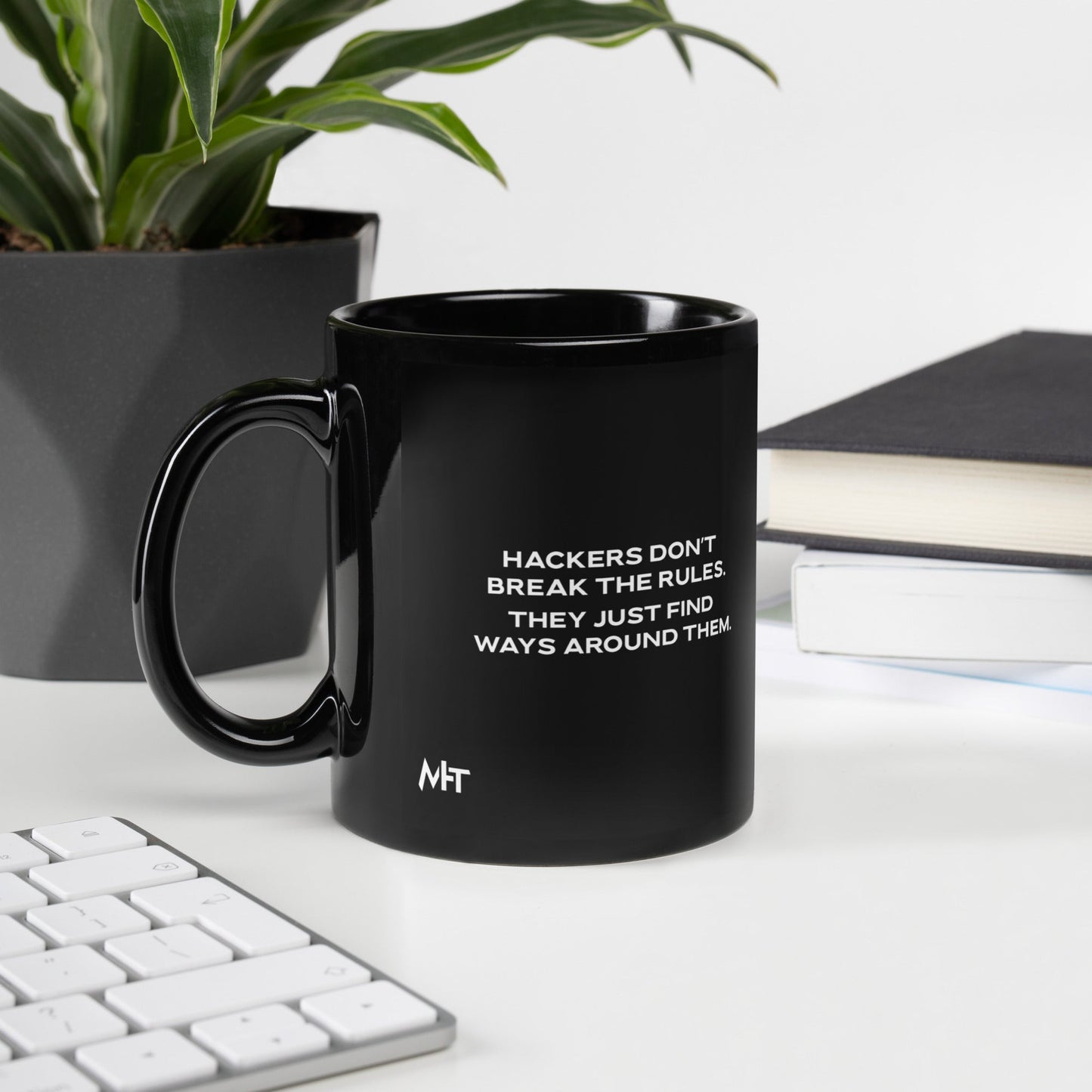 Hackers don't break the rules, they just find ways around them V2 - Black Glossy Mug by DarkByteGear