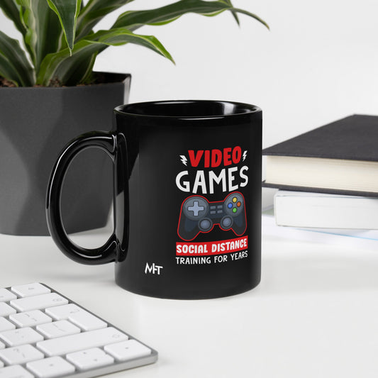 Video Games Social Distance Training for Years - Black Glossy Mug by DarkByteGear