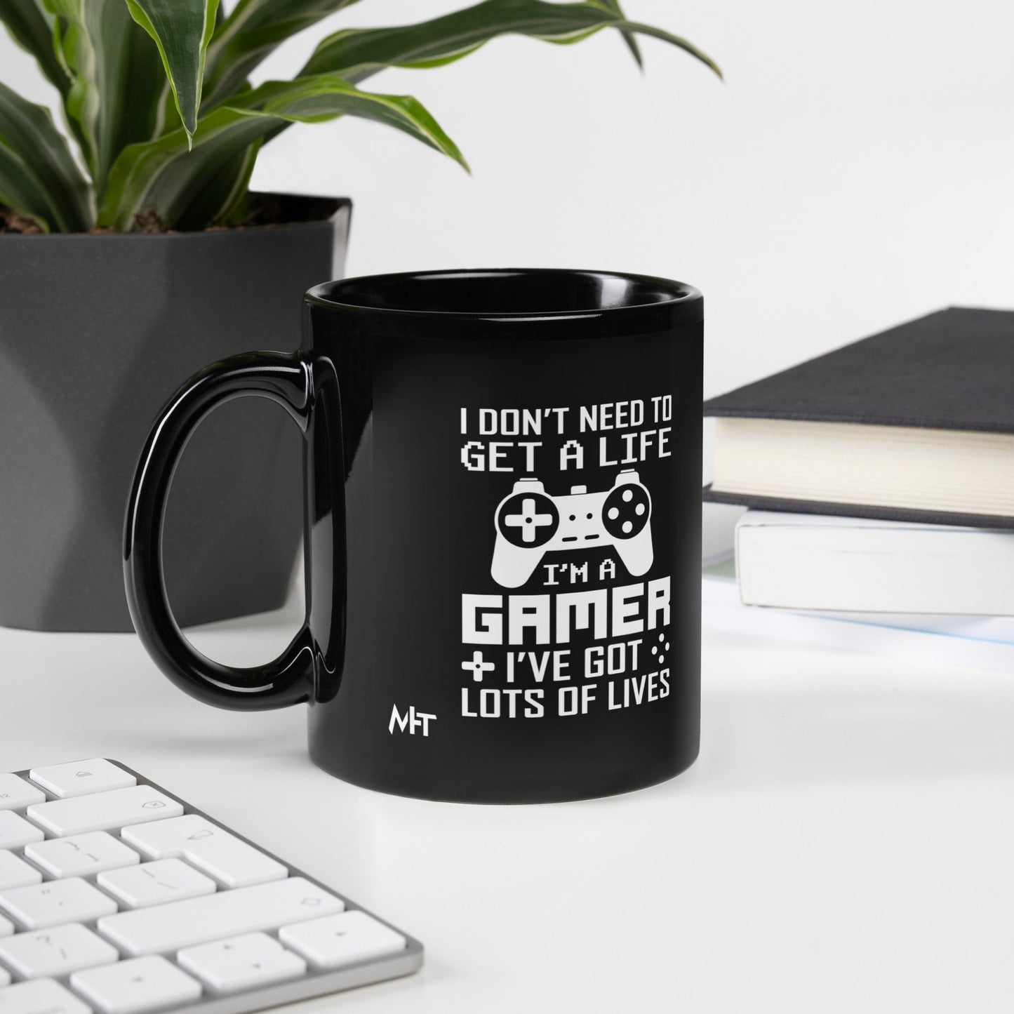 I don't need to get a life, I've already got lots of lives - Black Glossy Mug by DarkByteGear