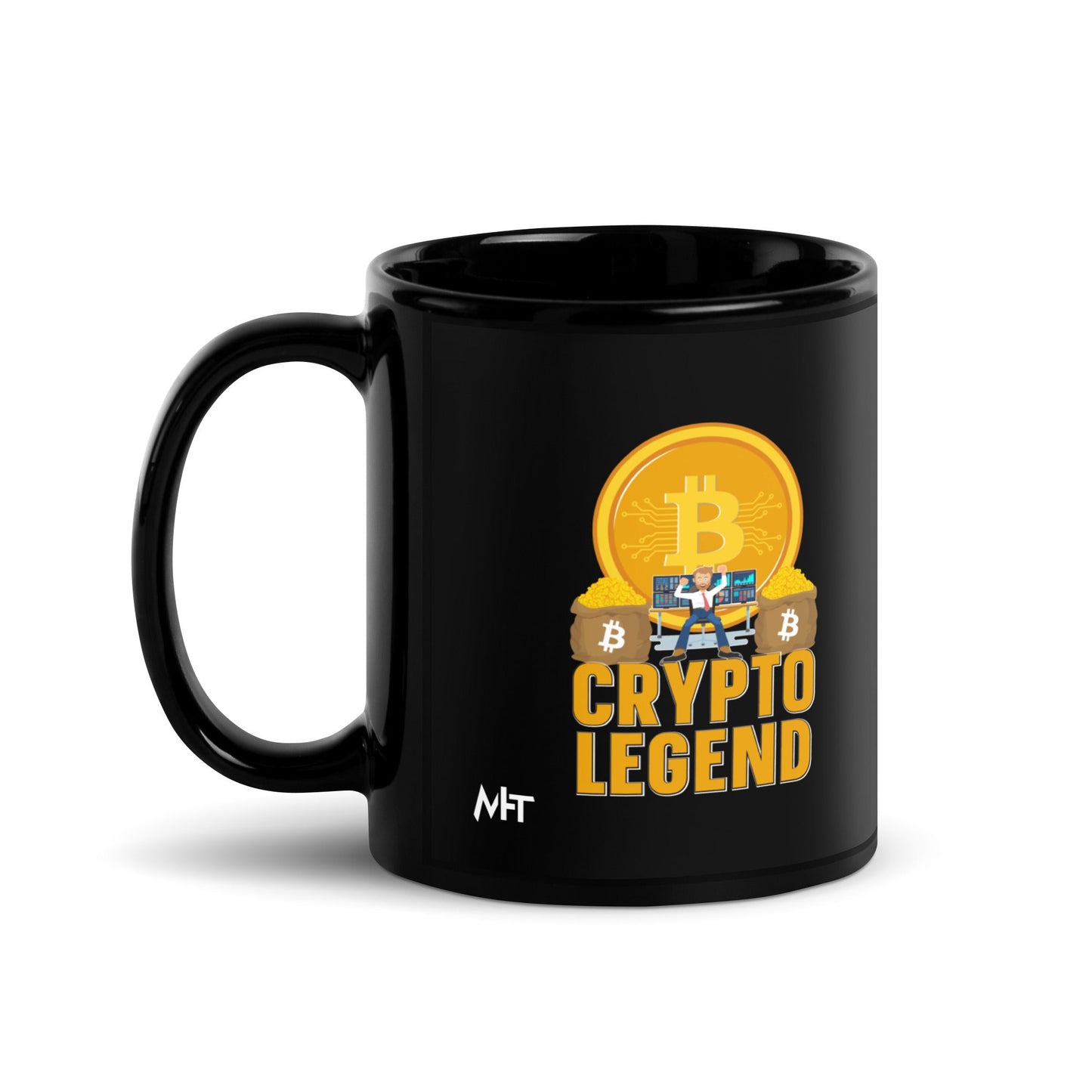 Bitcoin Legend - Black Glossy Mug by DarkByteGear