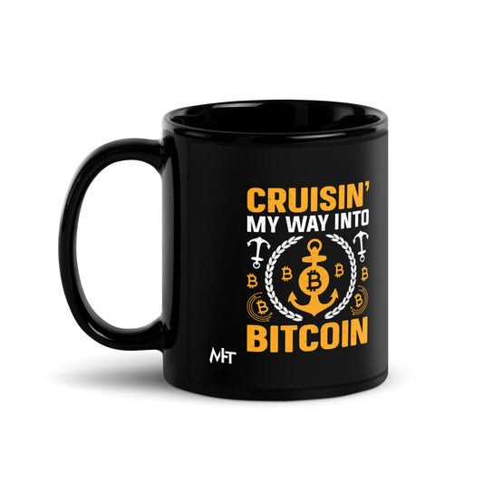 Cruising My Way into Bitcoin - Black Glossy Mug by DarkByteGear