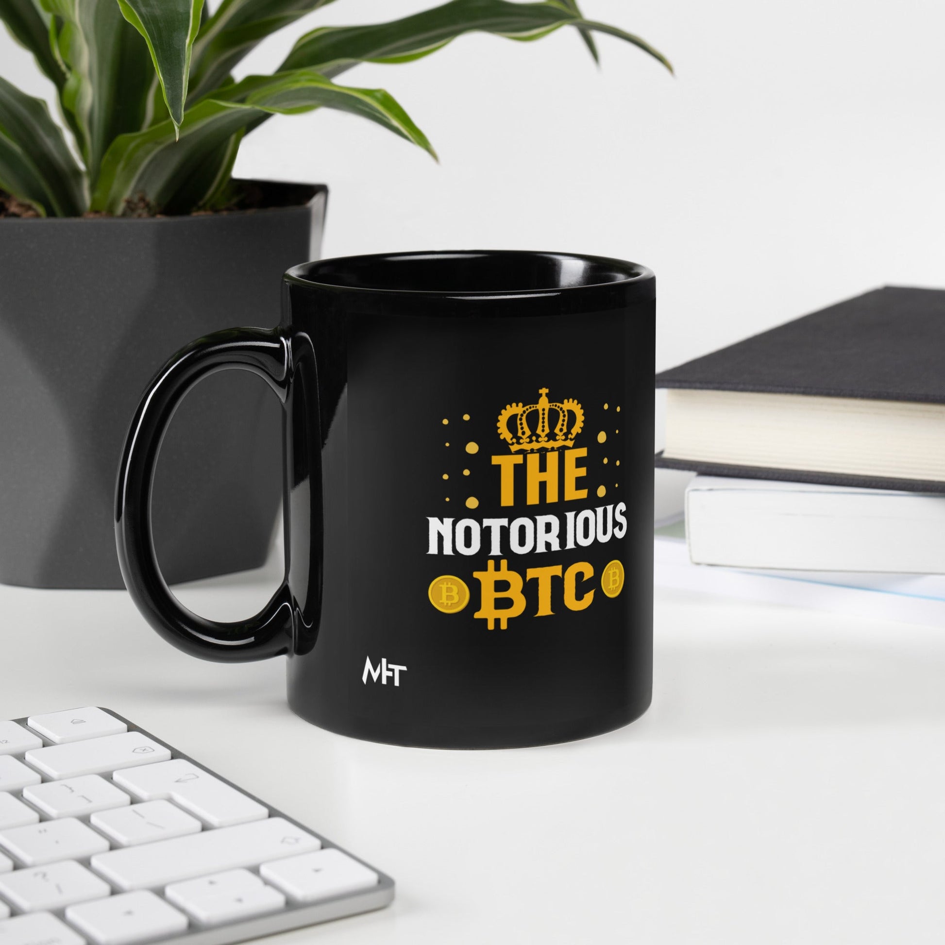 The Notorious Bitcoin - Black Glossy Mug by DarkByteGear