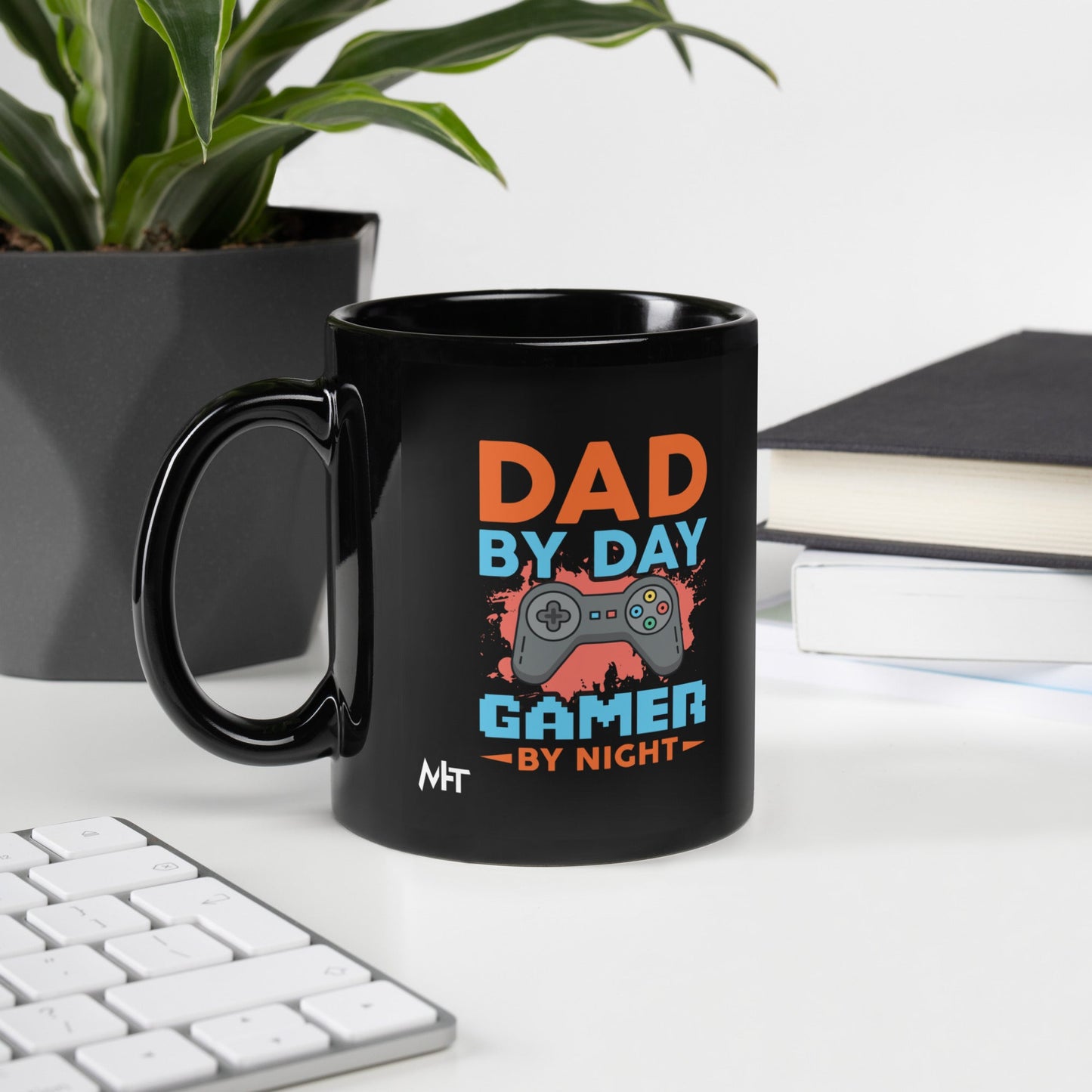 Dad by Day, Gamer by Night - Black Glossy Mug by DarkByteGear