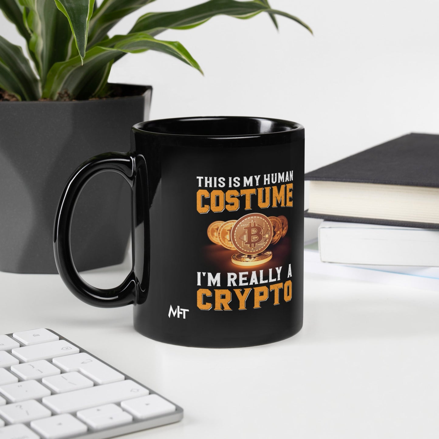 This is my Human Costume, I am a really a Crypto - Black Glossy Mug by DarkByteGear