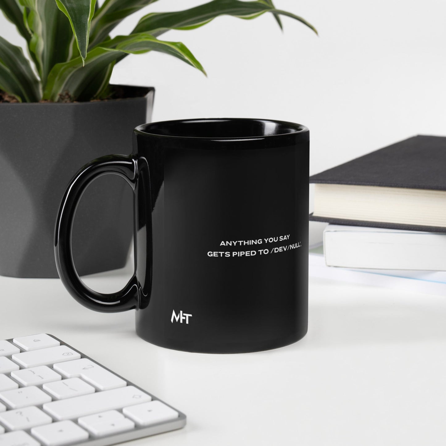 Anything you say Gets piped to devnull V2 - Black Glossy Mug by DarkByteGear