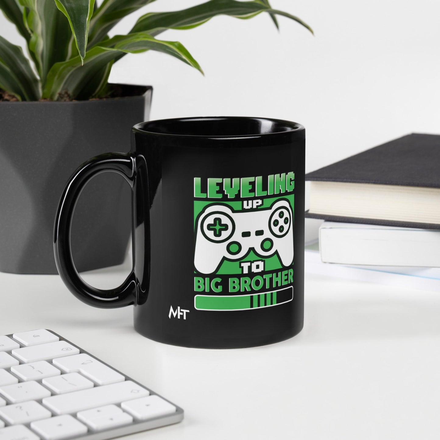 Levelling Up to Big Brother - Black Glossy Mug by DarkByteGear