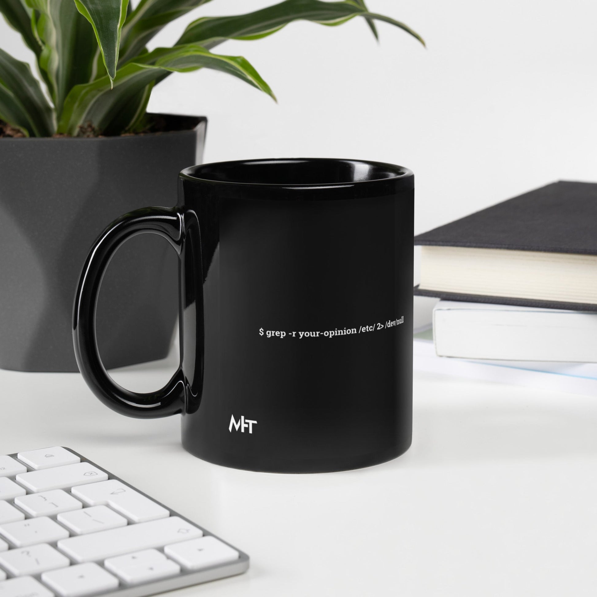 Grep r your Opinion etc 2 devnull V1 - Black Glossy Mug by DarkByteGear