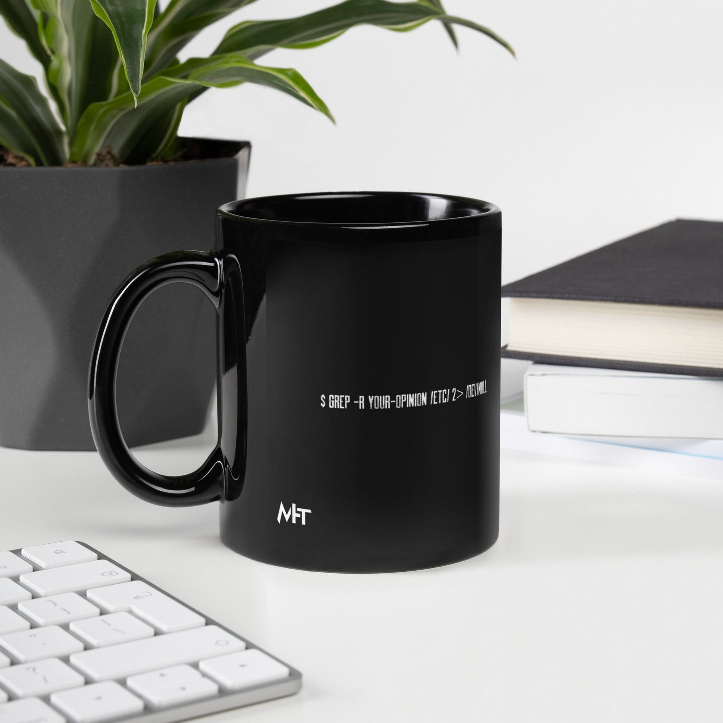 Grep r your Opinion etc 2 devnull - Black Glossy Mug by DarkByteGear
