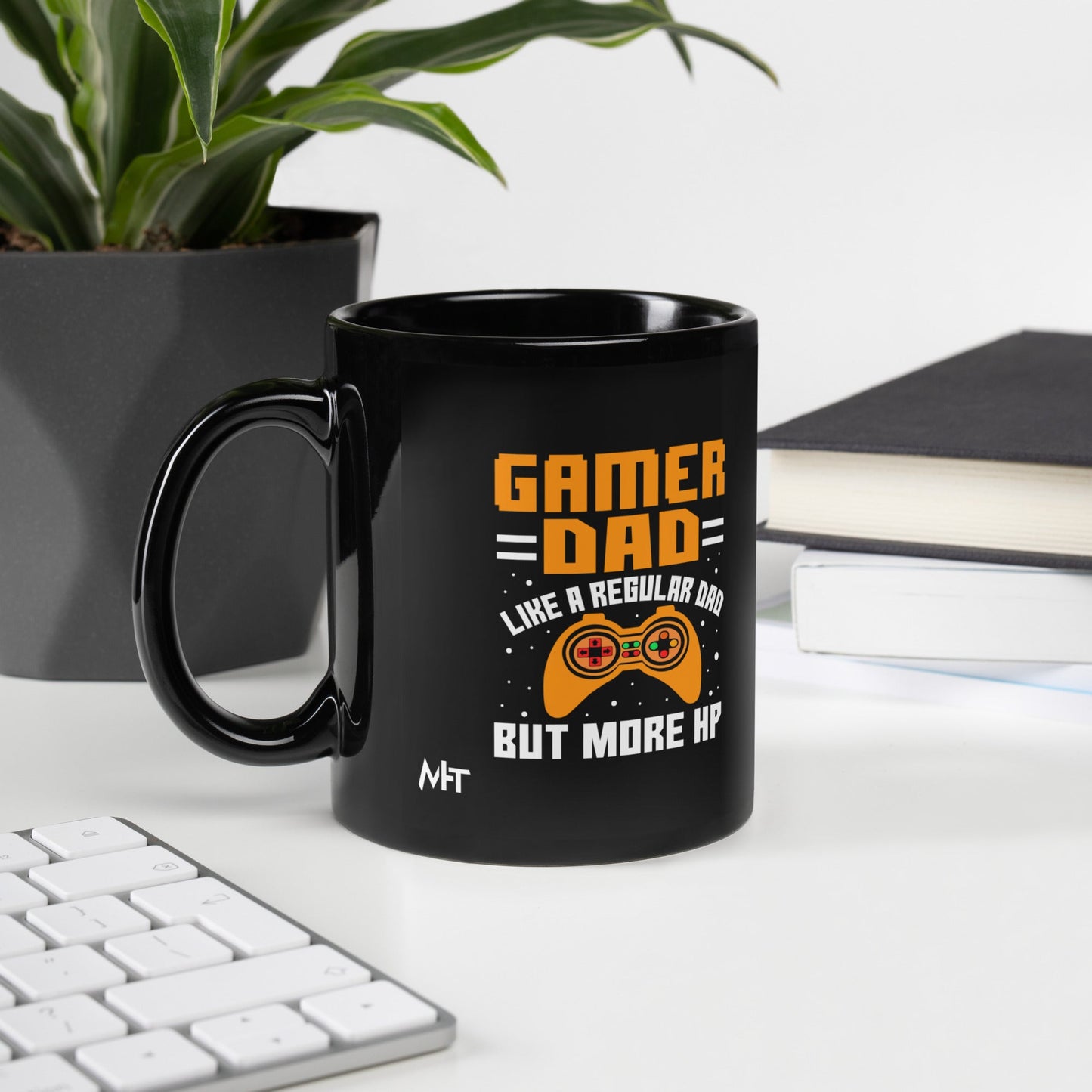 Gamer Dad like a normal one but more HP - Black Glossy Mug by DarkByteGear