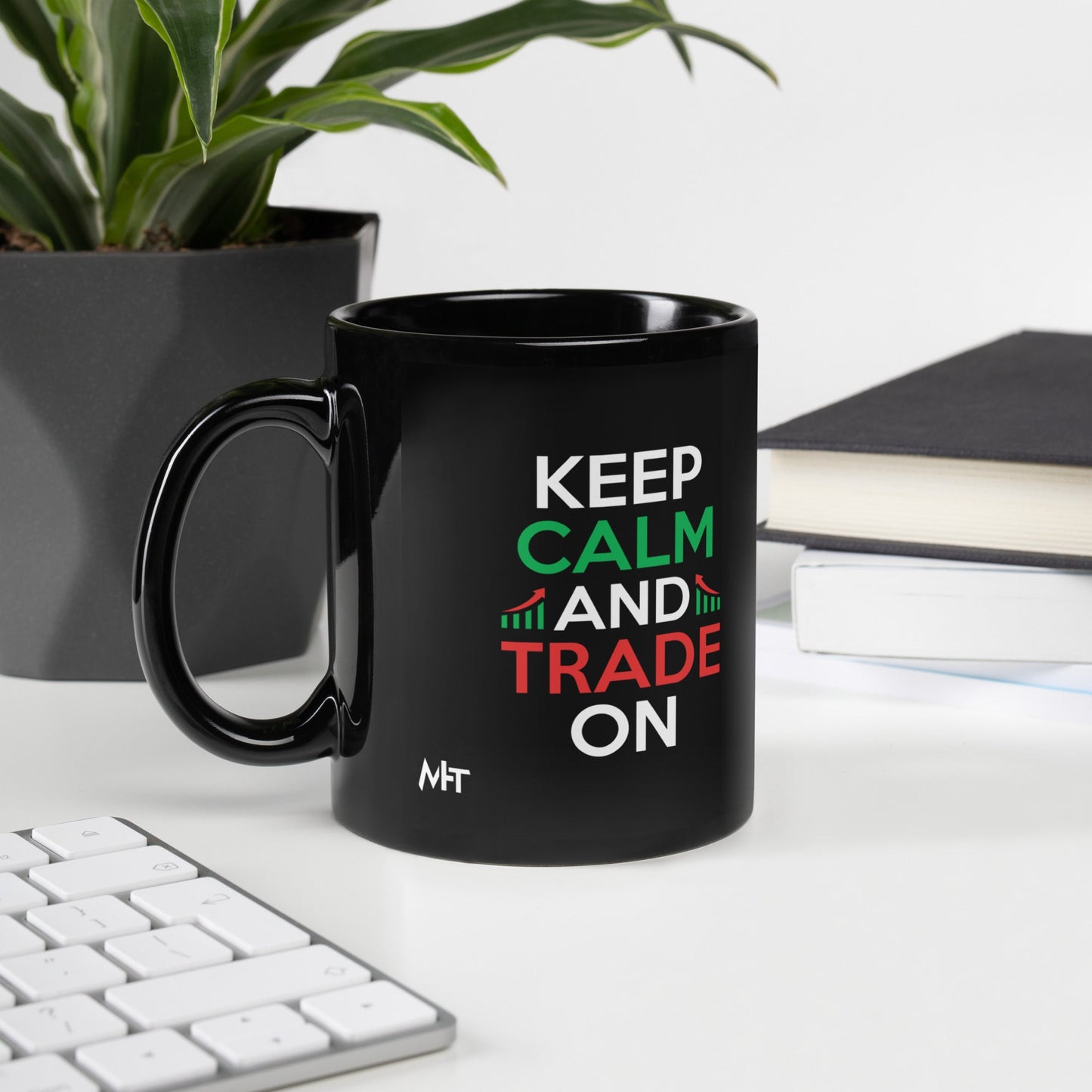 Keep Calm and Trade On - Black Glossy Mug by DarkByteGear
