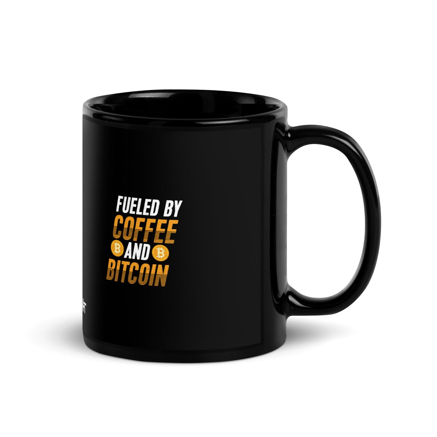 Fueled by Coffee and Bitcoin - Black Glossy Mug by DarkByteGear