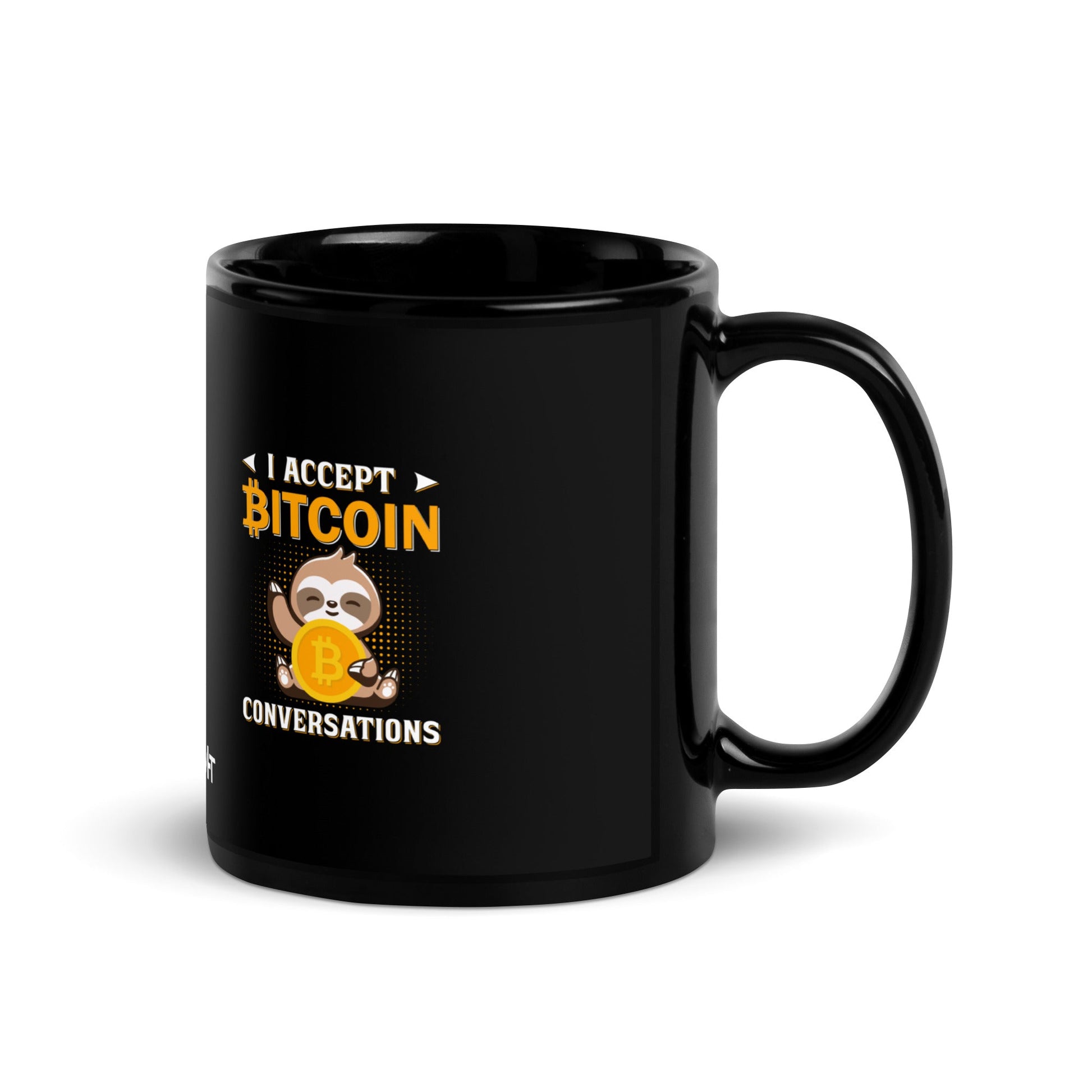I accept Bitcoin Conversations - Black Glossy Mug by DarkByteGear