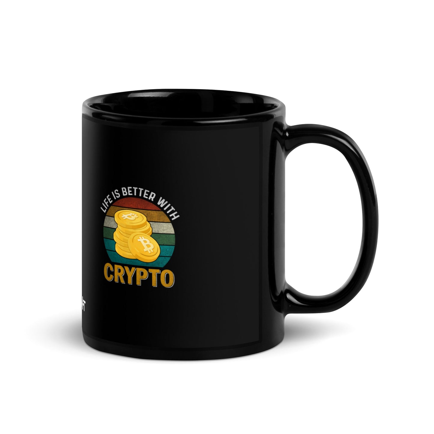 Life is Better with Bitcoin - Black Glossy Mug by DarkByteGear