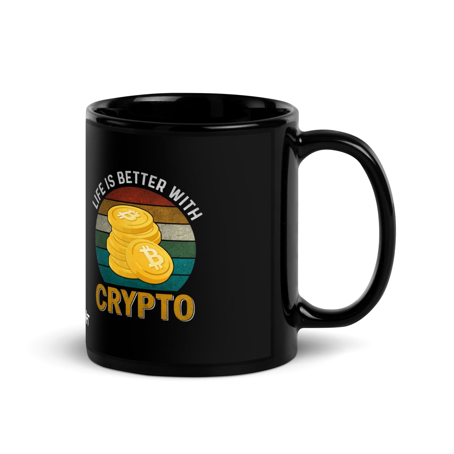 Life is Better with Bitcoin - Black Glossy Mug by DarkByteGear