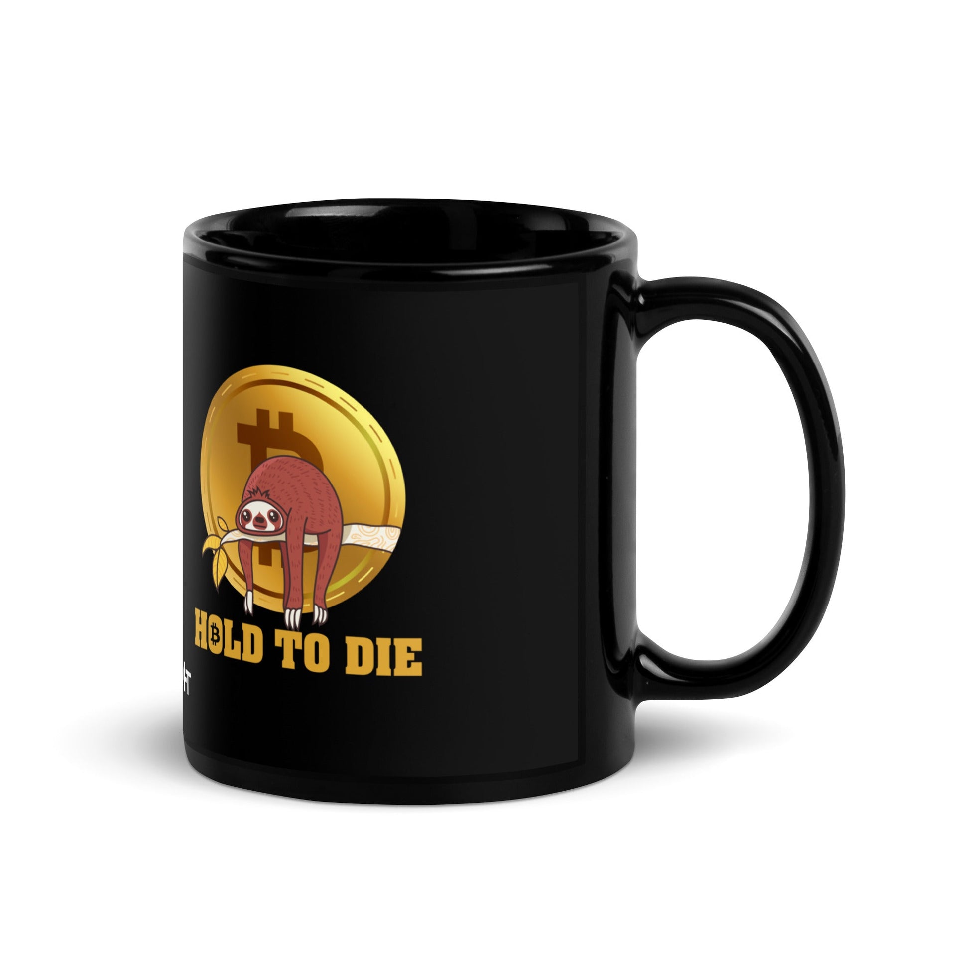 Bitcoin: Hold to Die - Black Glossy Mug by DarkByteGear