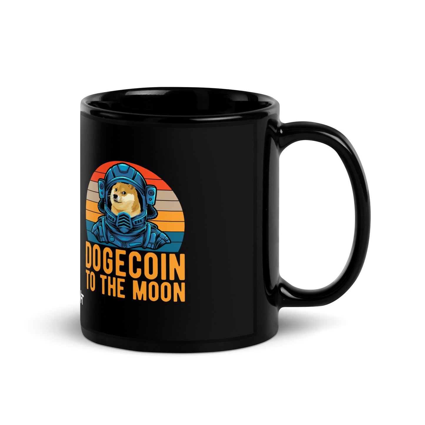 Doge Coin to the Moon - Black Glossy Mug by DarkByteGear