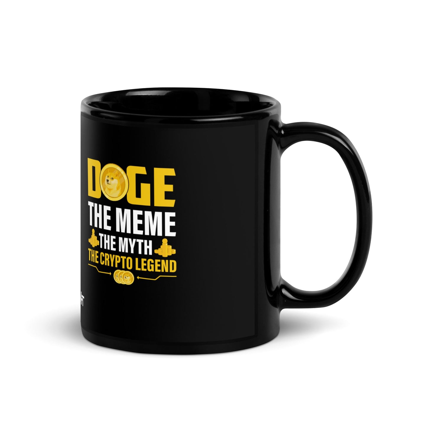 Doge the Meme, the Myth, the Crypto Legend - Black Glossy Mug by DarkByteGear