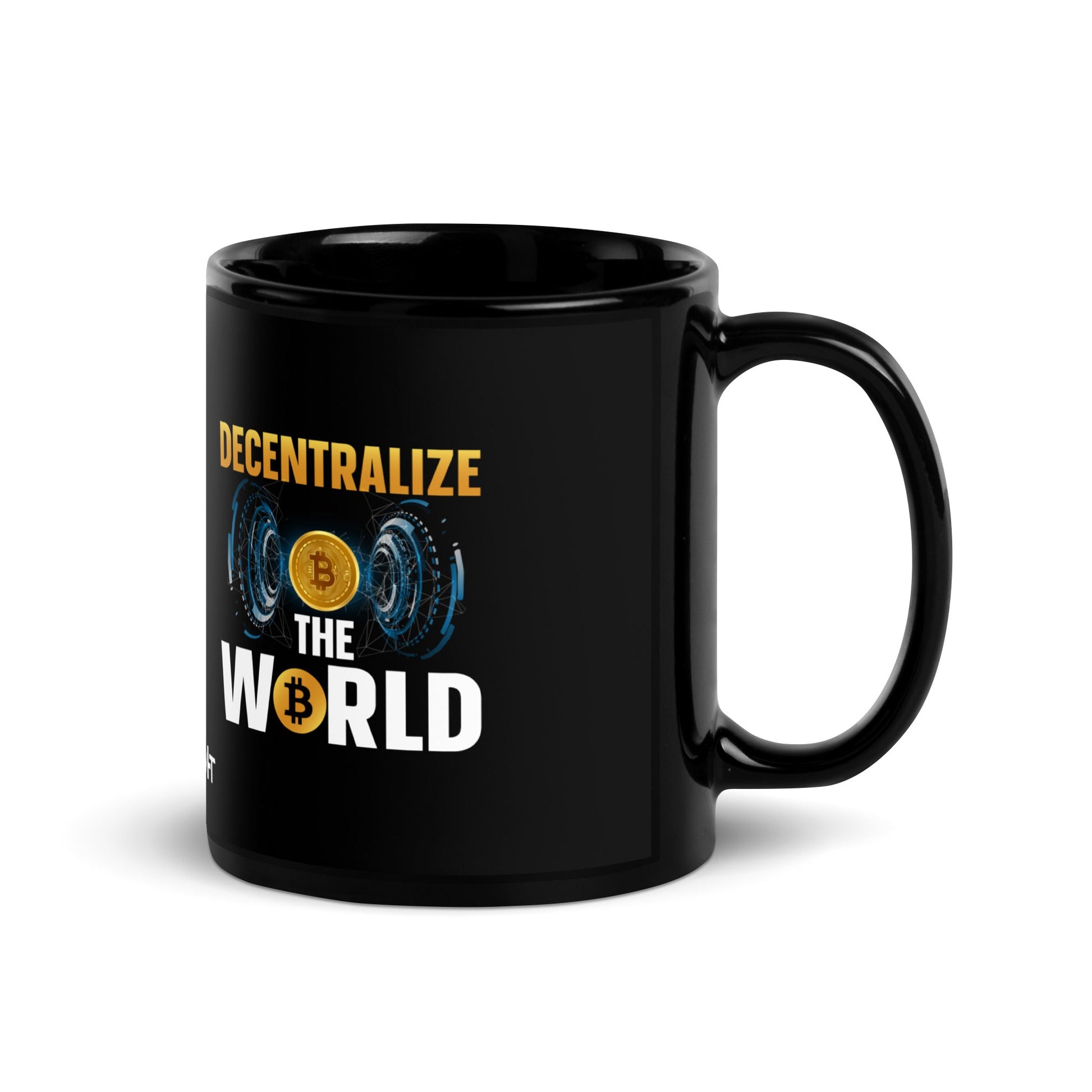 Decentralize the World - Black Glossy Mug by DarkByteGear