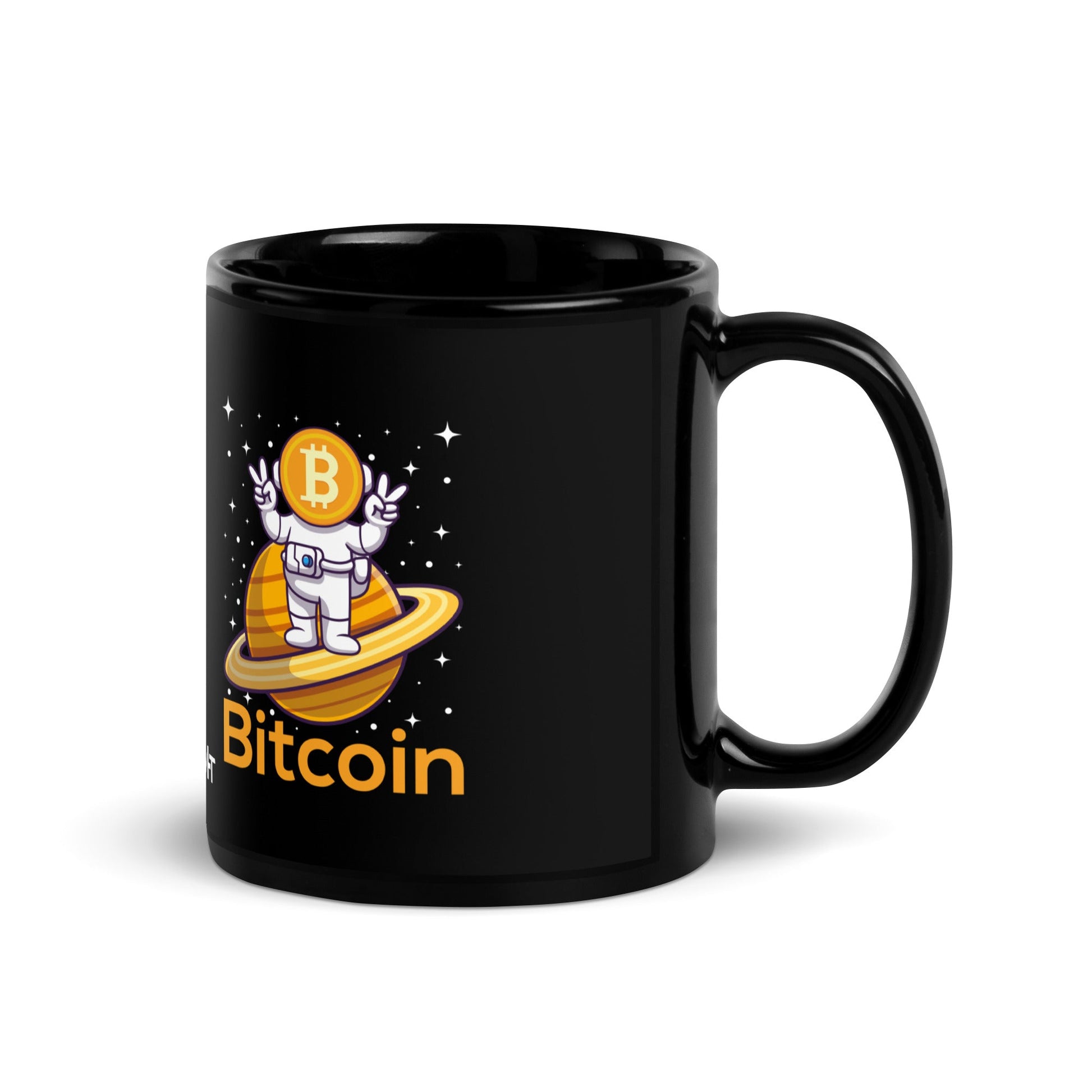 Bitcoin Satan Astronaut - Black Glossy Mug by DarkByteGear
