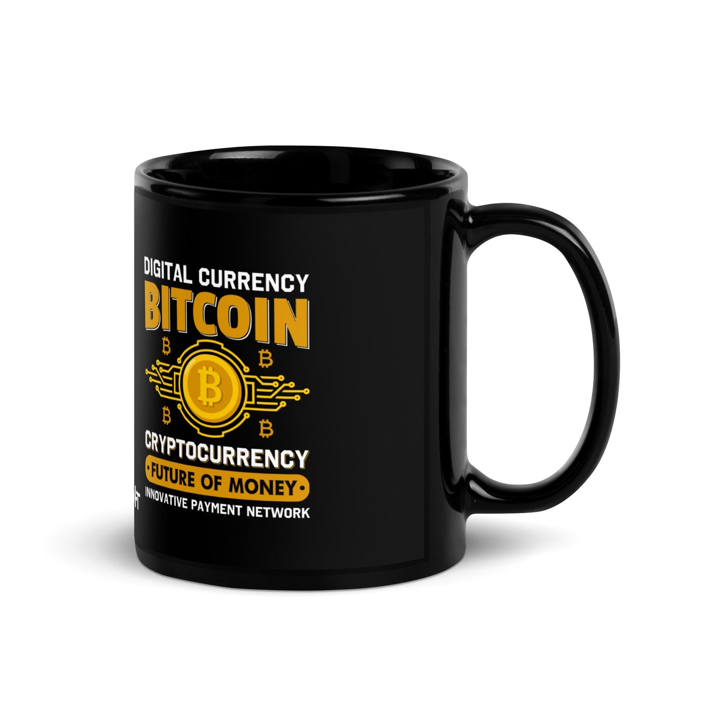 Bitcoin: Future of Money - Black Glossy Mug by DarkByteGear
