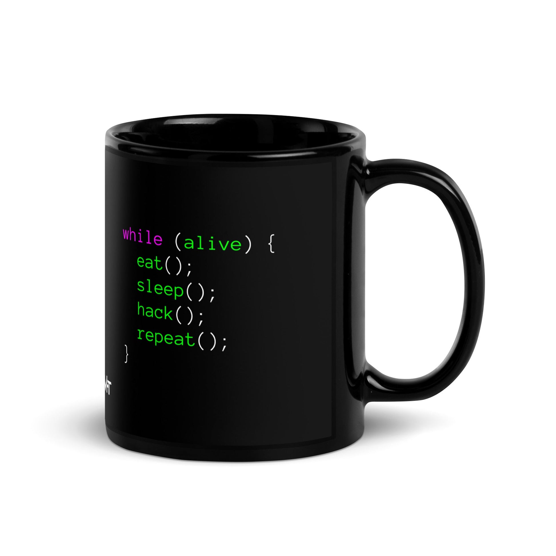 Eat sleep hack repeat - Black Glossy Mug by DarkByteGear