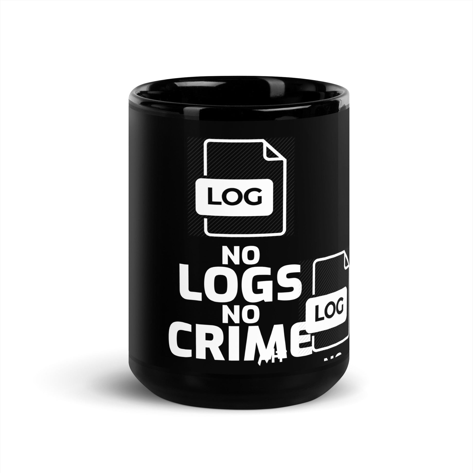 No logs no crime - Black Glossy Mug by DarkByteGear