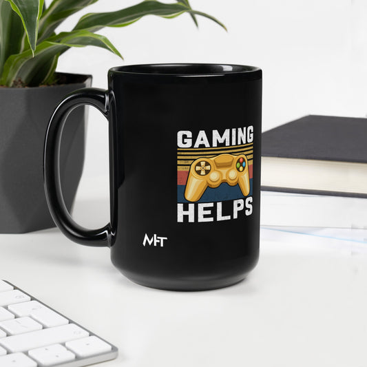 Gaming Helps - Black Glossy Mug by DarkByteGear