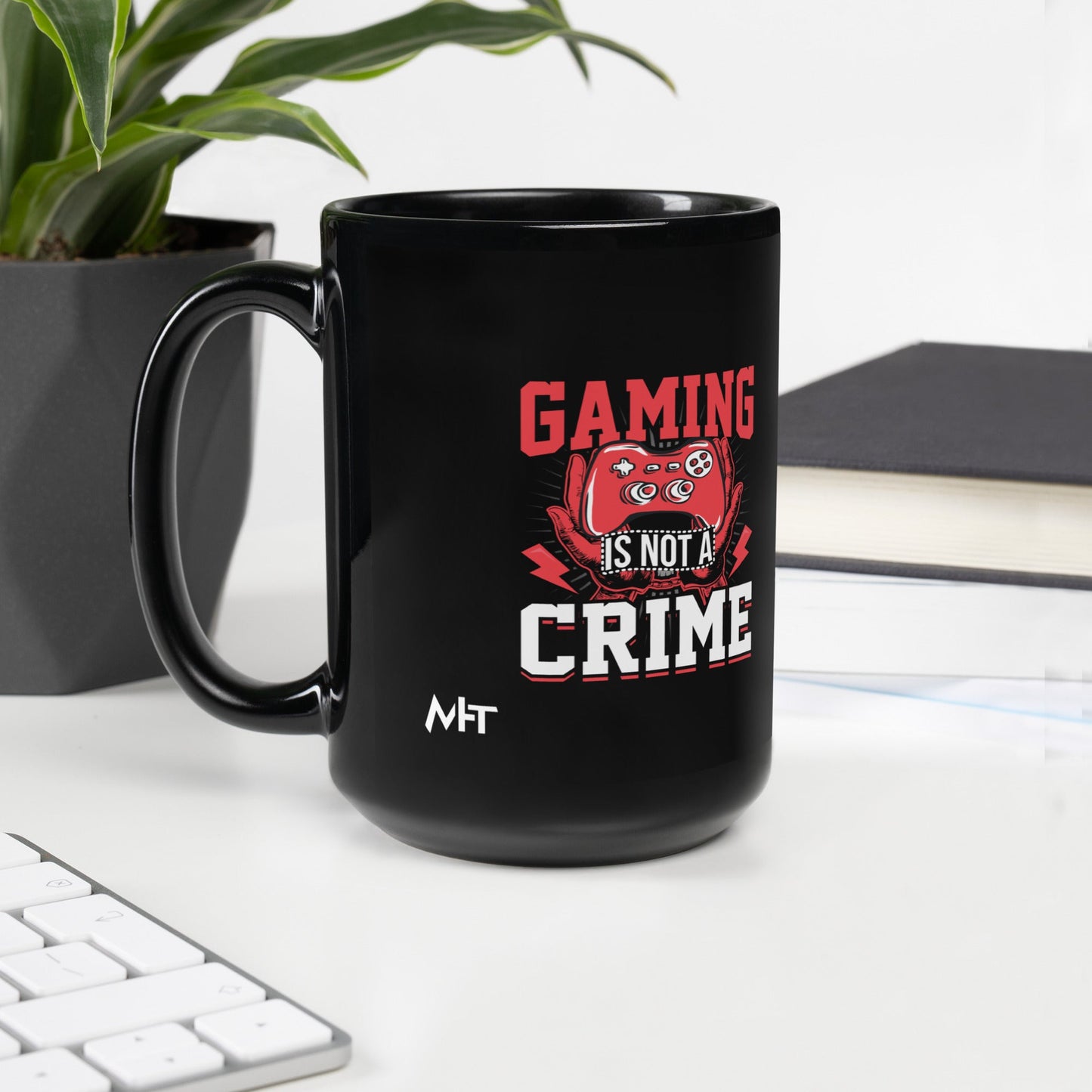 Gaming is not a Crime - Black Glossy Mug by DarkByteGear