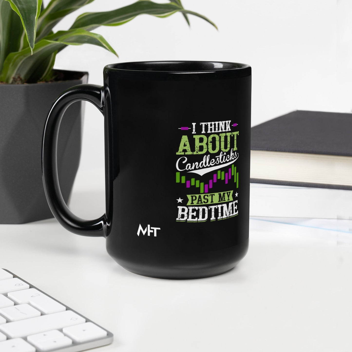 I think about Candlesticks past my bedtime - Black Glossy Mug by DarkByteGear