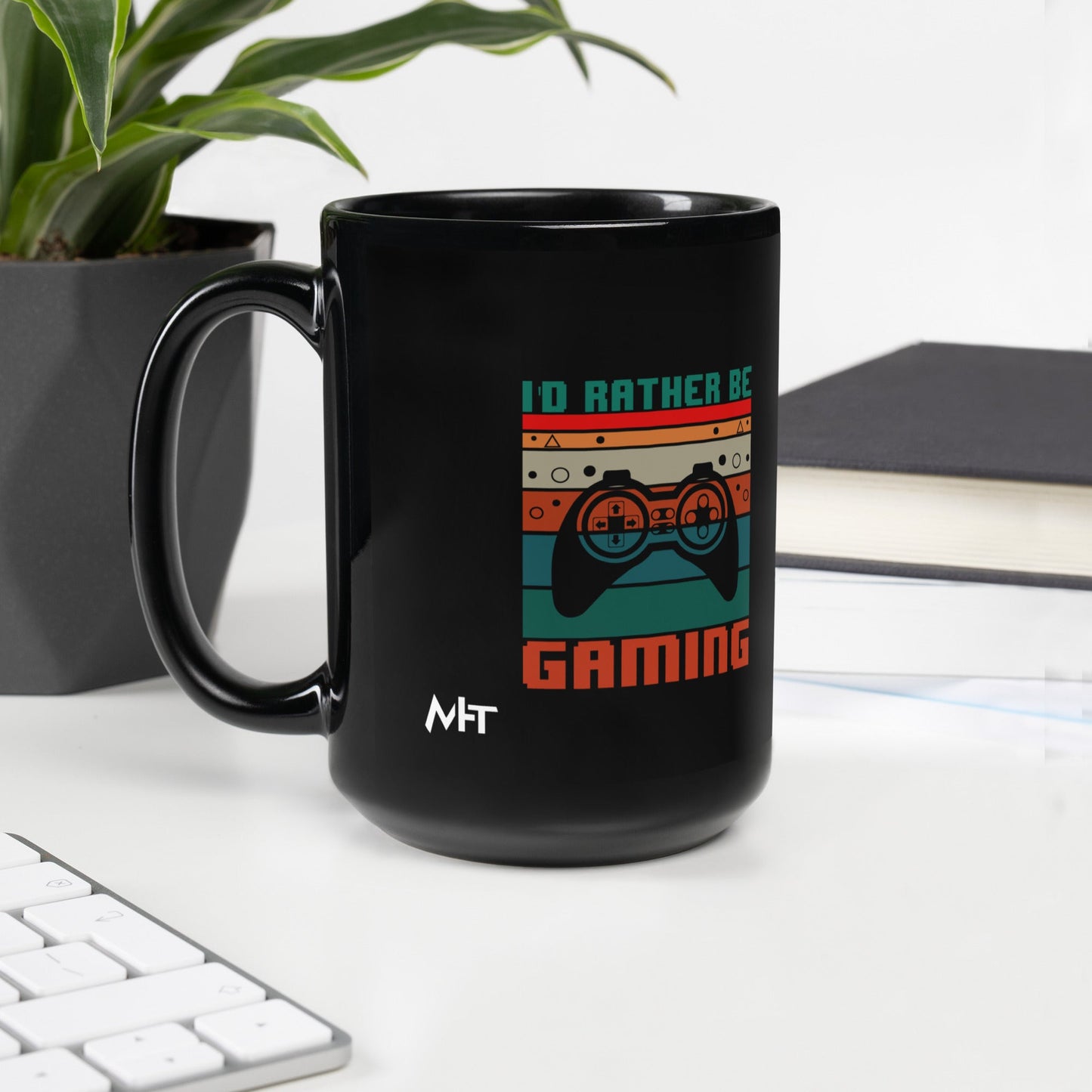 I'd rather be Gaming - Black Glossy Mug by DarkByteGear