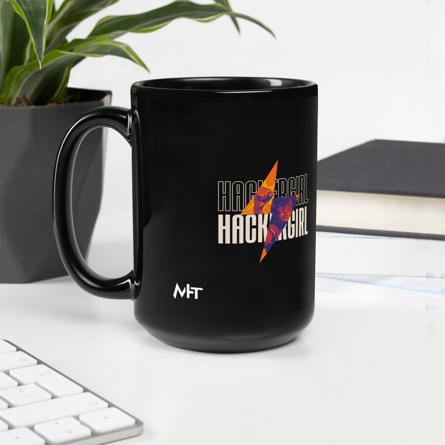 Hacker Girl V1 - Black Glossy Mug by DarkByteGear