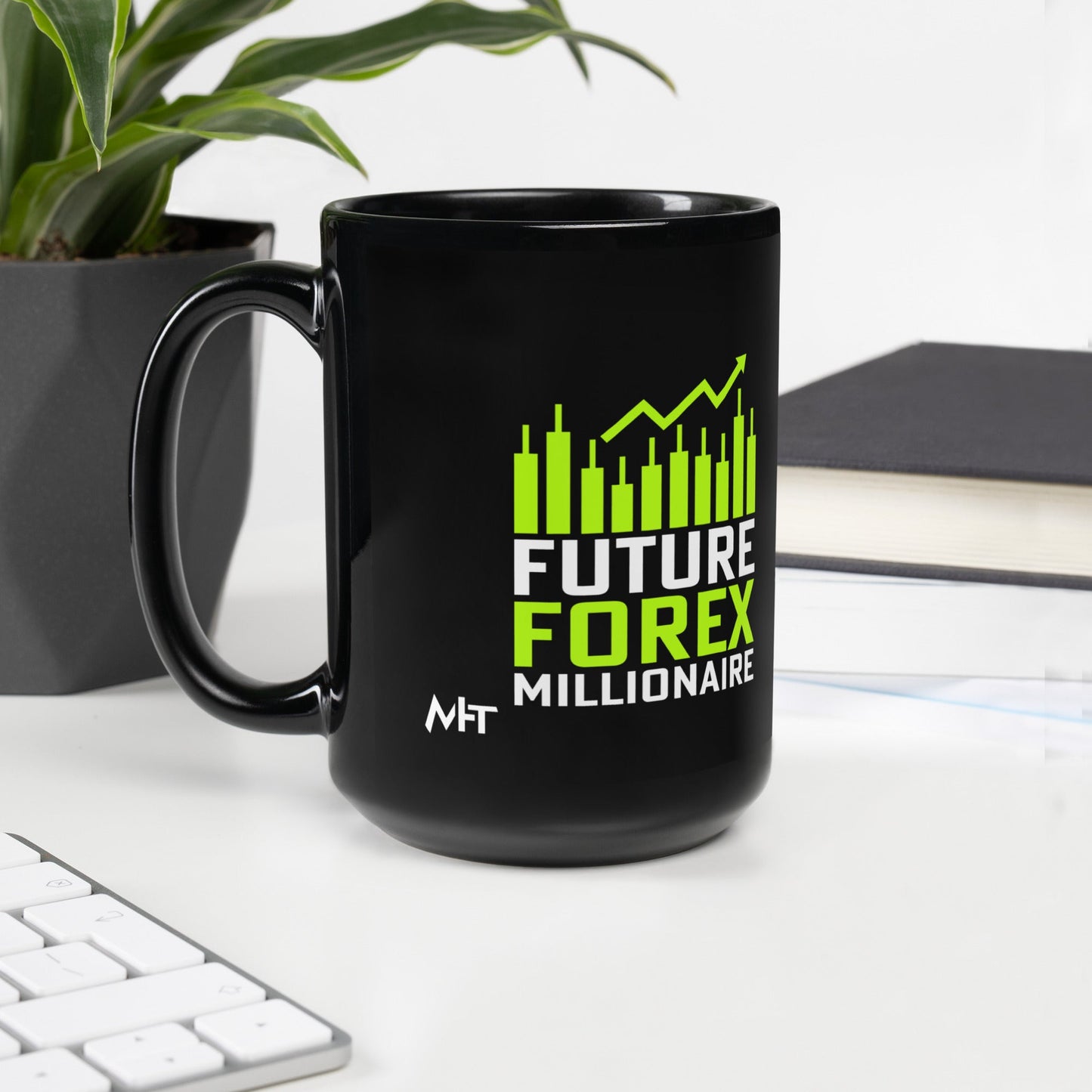 Future Forex Millionaire - Black Glossy Mug by DarkByteGear
