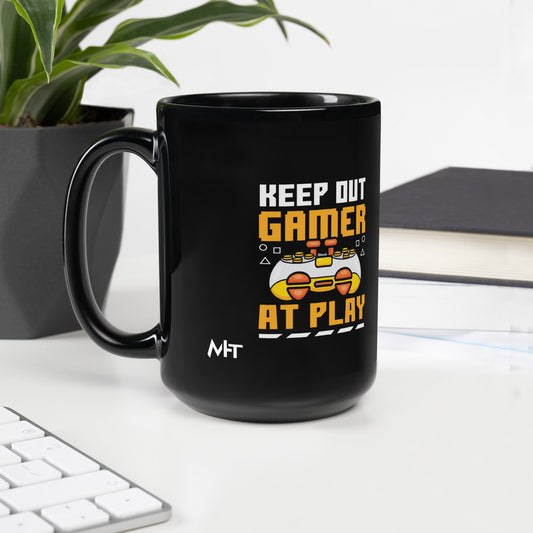 Keep Out Gamer At Play Rima 7 - Black Glossy Mug by DarkByteGear