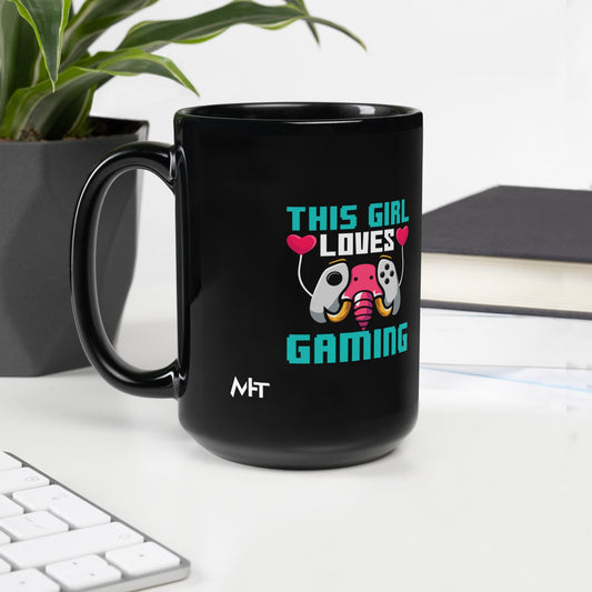 This girl Loves video games ( RiMa ) - Black Glossy Mug by DarkByteGear