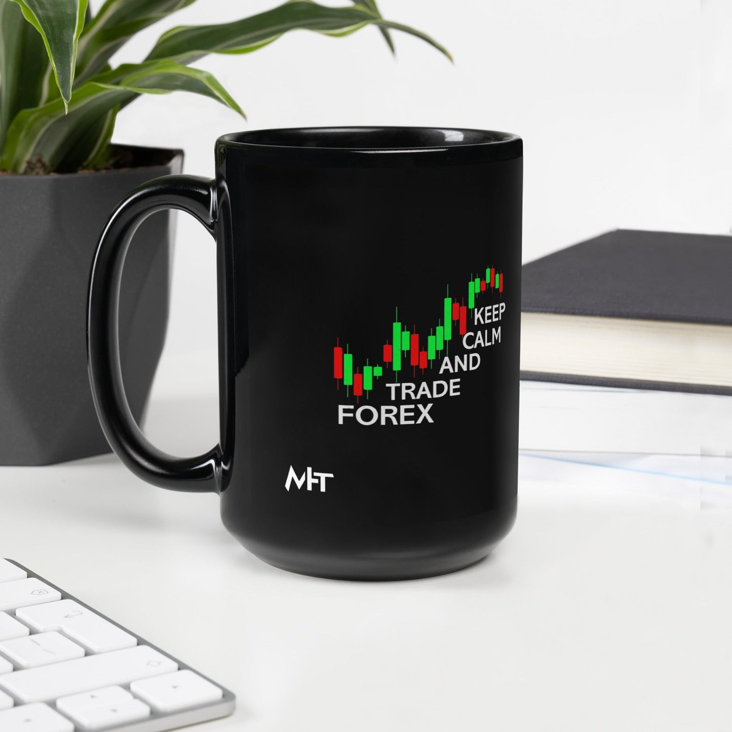 Keep Calm and Trade Forex - Black Glossy Mug by DarkByteGear