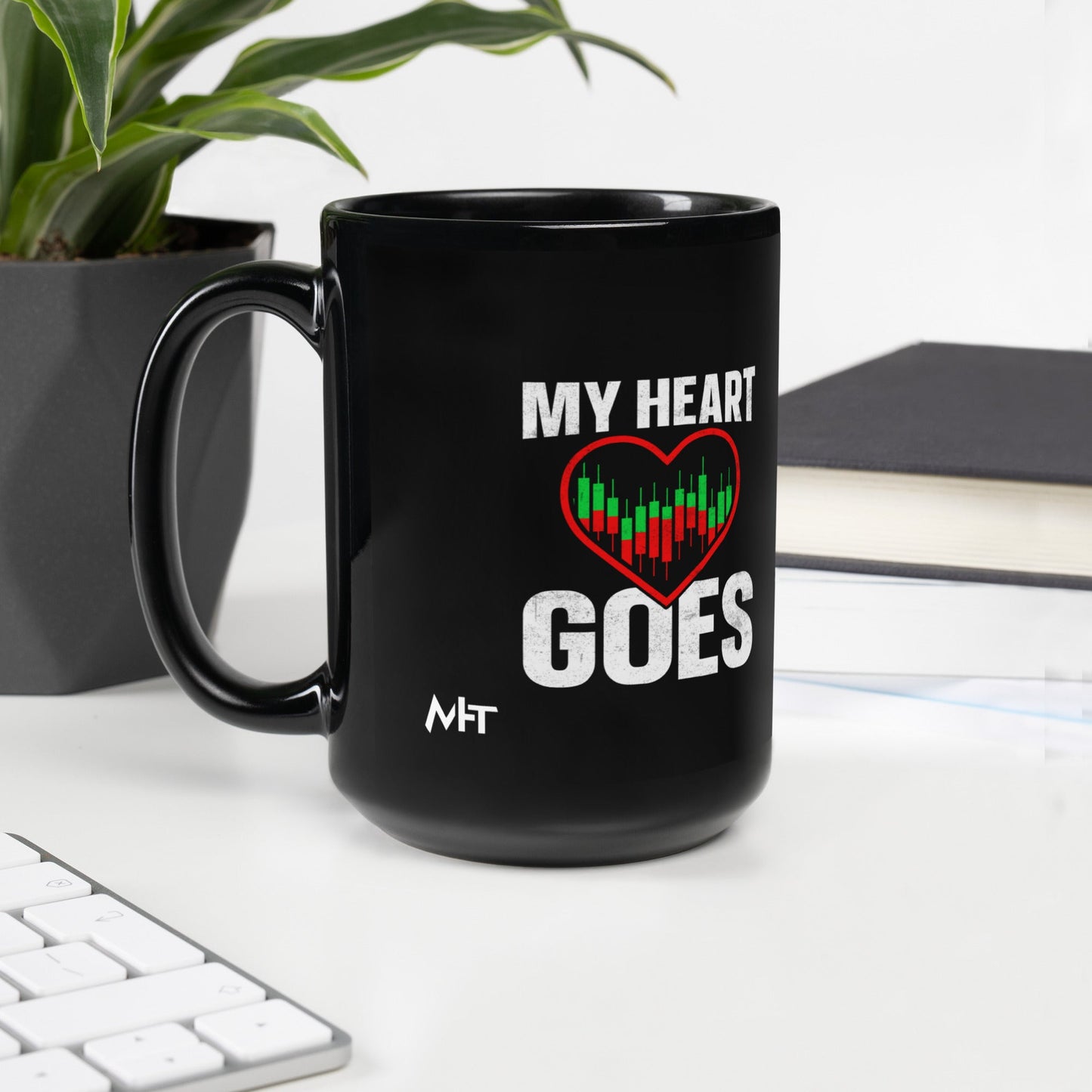 My Heart Goes - Black Glossy Mug by DarkByteGear