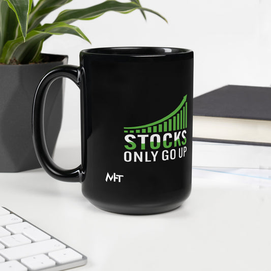 Stocks only Go up - Black Glossy Mug by DarkByteGear