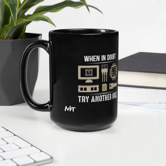 When in doubt, Try another hole V1 - Black Glossy Mug by DarkByteGear