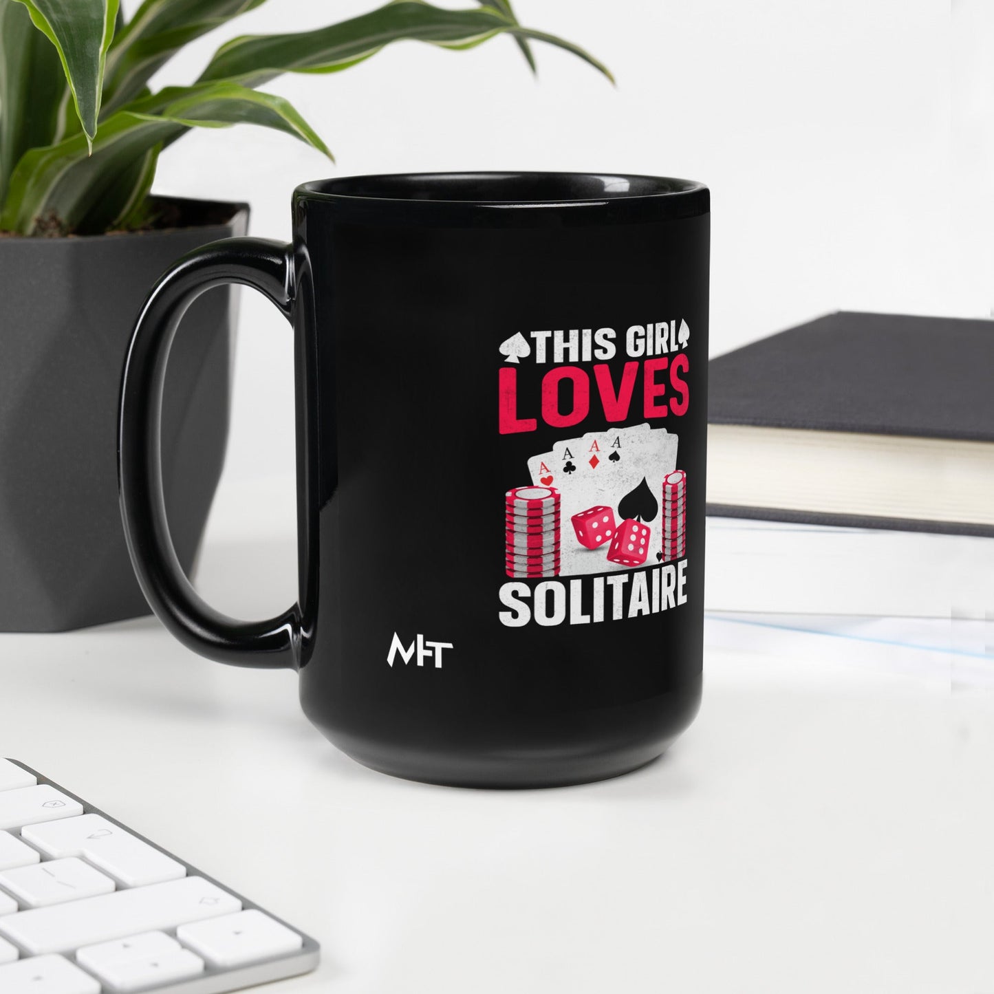 This Girl Loves Solitaire - Black Glossy Mug by DarkByteGear