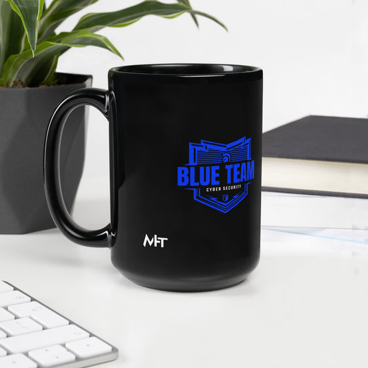 Cyber Security Blue Team - Black Glossy Mug by DarkByteGear