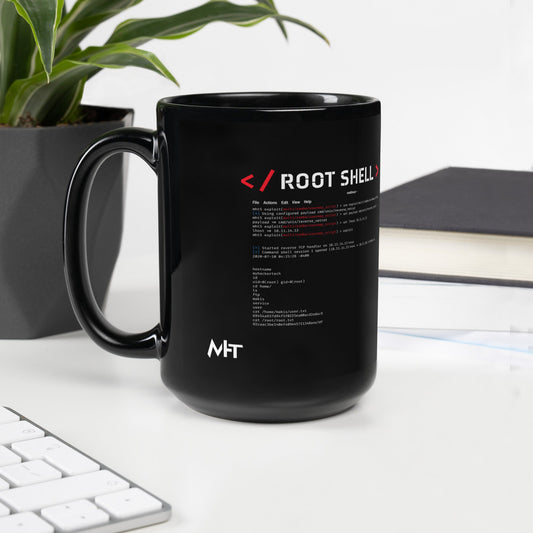 Root Shell - Black Glossy Mug by DarkByteGear