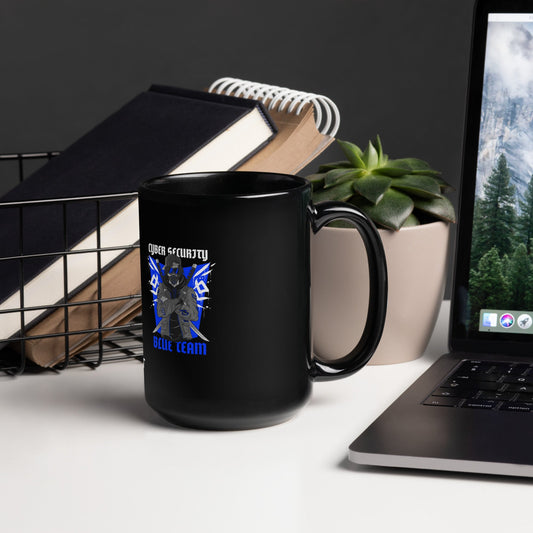 Cyber Security Blue Team V3 - Black Glossy Mug by DarkByteGear