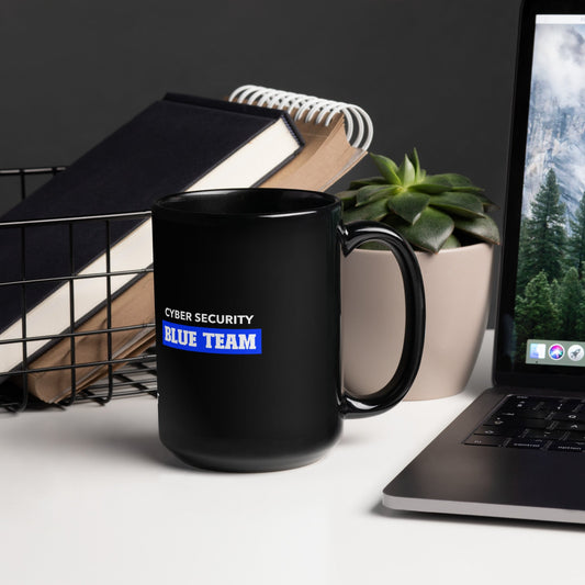 Cyber Security Blue Team V10 - Black Glossy Mug by DarkByteGear