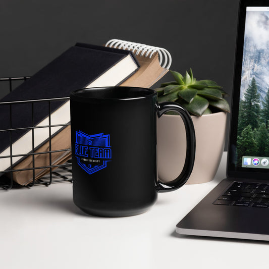 Cyber Security Blue Team 16 - Black Glossy Mug by DarkByteGear