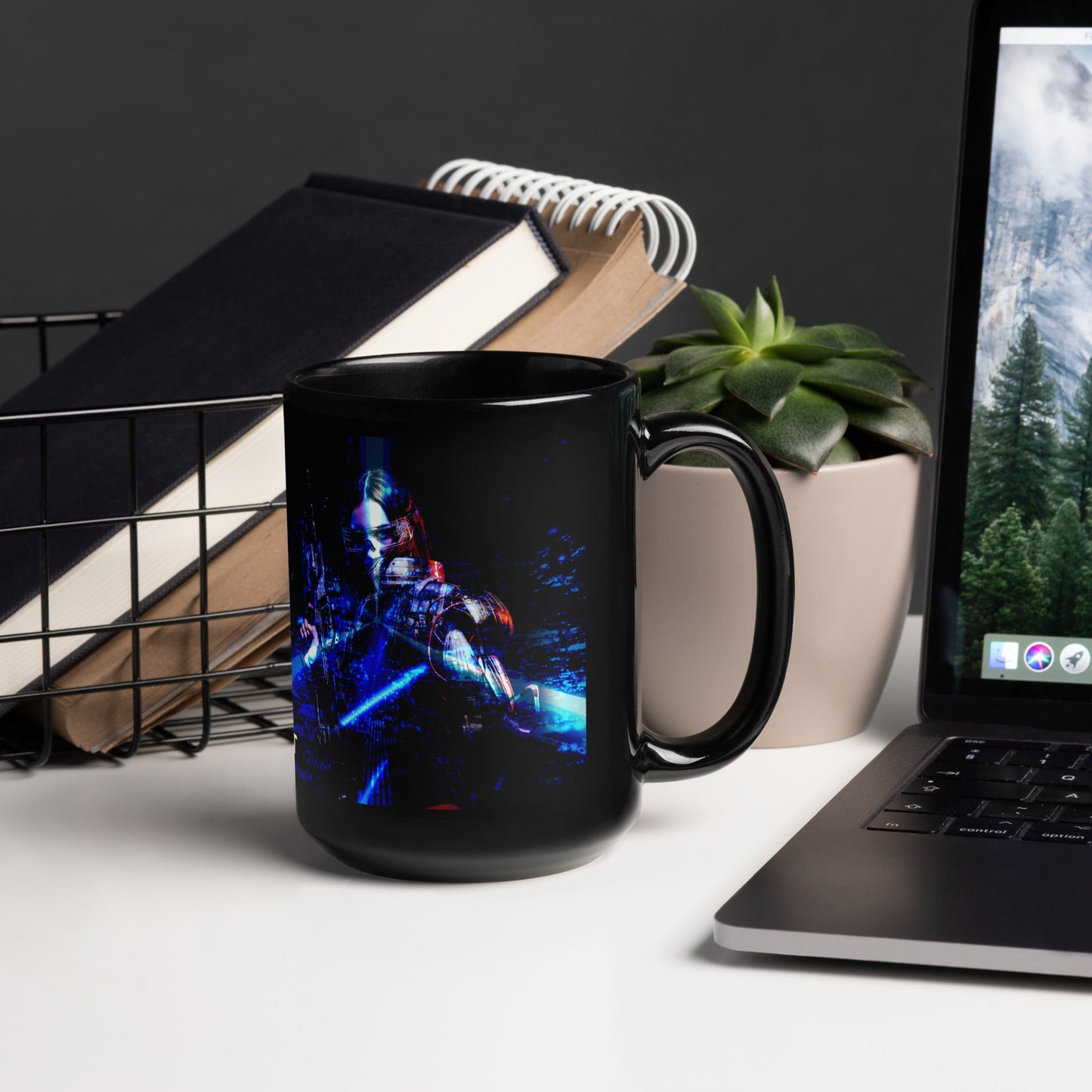 Cyberware Sentinel v1.0 - Black Glossy Mug by DarkByteGear