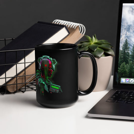 CyberWare Assassin V16 - Black Glossy Mug by DarkByteGear